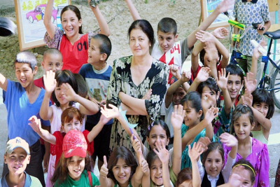 School chidlren in Tajikistan